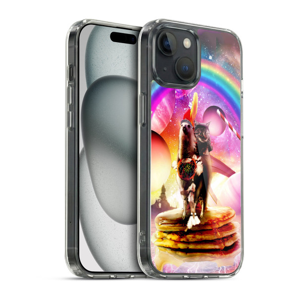 Random Galaxy Space Llama Cat & Electric Pancakes Soft Gel Case for Apple iPhone 15 & MagSafe