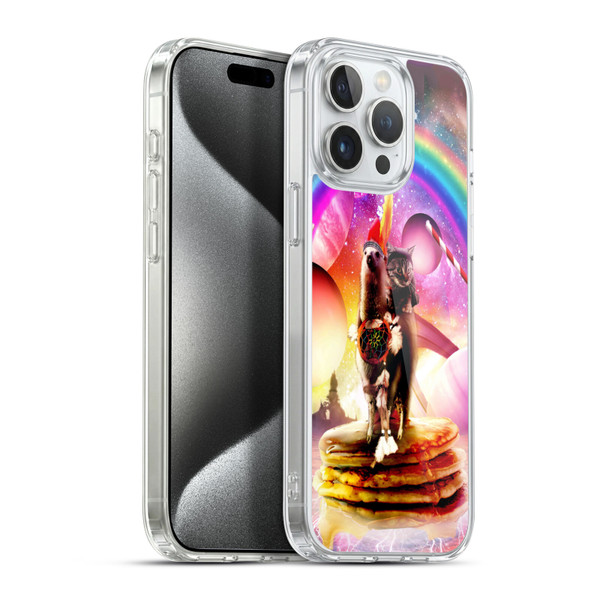 Random Galaxy Space Llama Cat & Electric Pancakes Soft Gel Case for Apple iPhone 15 Pro Max & MagSafe