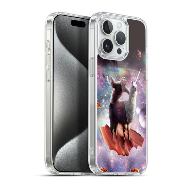 Random Galaxy Space Llama Outer Space Sloth & Bacons Soft Gel Case for Apple iPhone 15 Pro Max & MagSafe