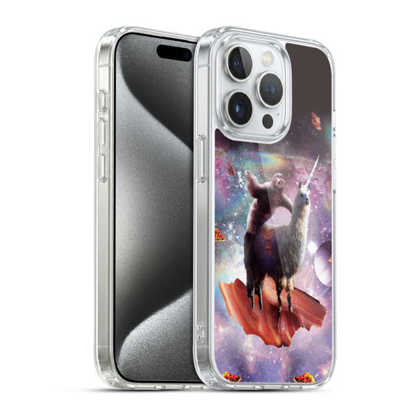 Random Galaxy Space Llama Outer Space Sloth & Bacons Soft Gel Case for Apple iPhone 15 Pro & MagSafe