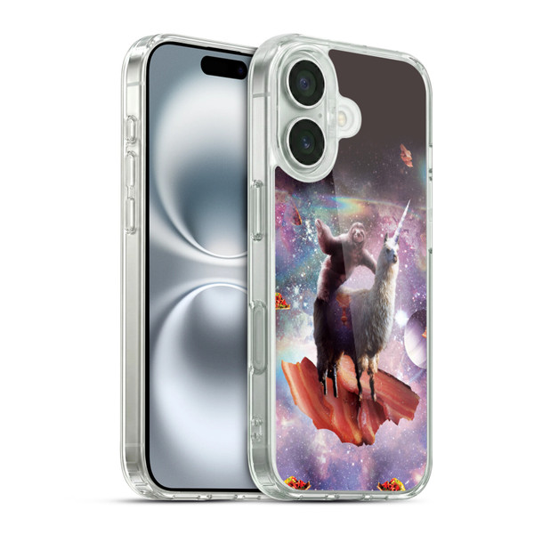 Random Galaxy Space Llama Outer Space Sloth & Bacons Soft Gel Case for Apple iPhone 16 & MagSafe