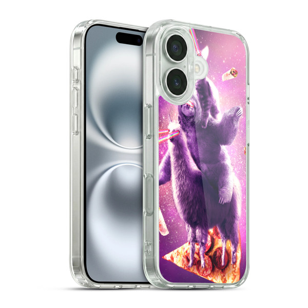 Random Galaxy Space Llama Sloth & Cat Lazer Eyes 2 Soft Gel Case for Apple iPhone 16 & MagSafe