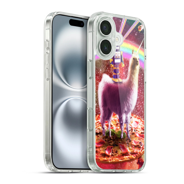 Random Galaxy Space Llama Robot & Pizza Soft Gel Case for Apple iPhone 16 Plus & MagSafe