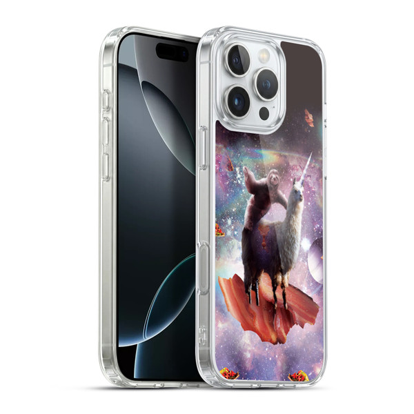 Random Galaxy Space Llama Outer Space Sloth & Bacons Soft Gel Case for Apple iPhone 16 Pro Max & MagSafe