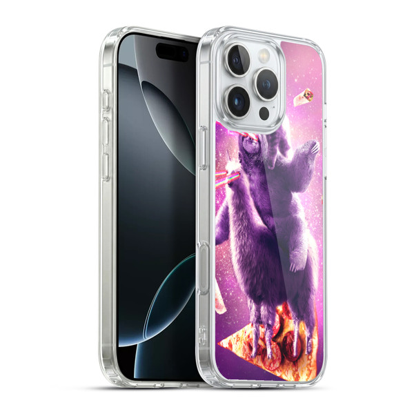 Random Galaxy Space Llama Sloth & Cat Lazer Eyes 2 Soft Gel Case for Apple iPhone 16 Pro Max & MagSafe
