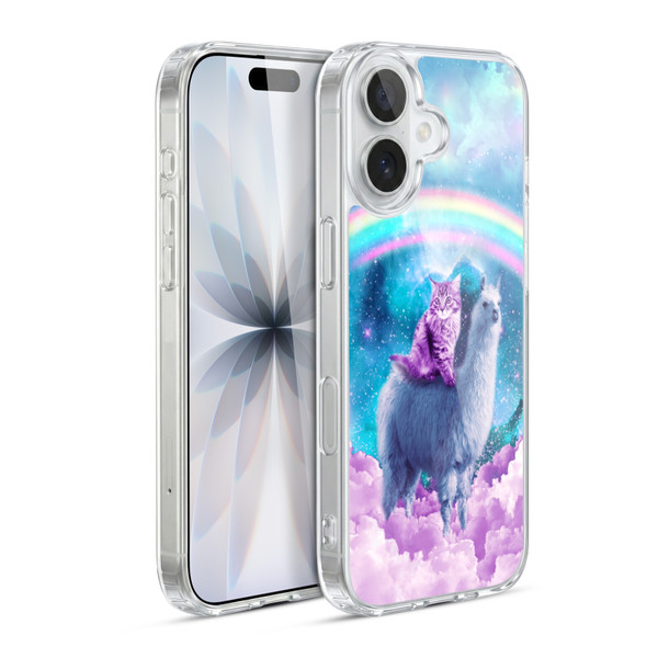 Random Galaxy Space Llama Cloudy Cat In Rainbow Soft Gel Case for Apple iPhone 17