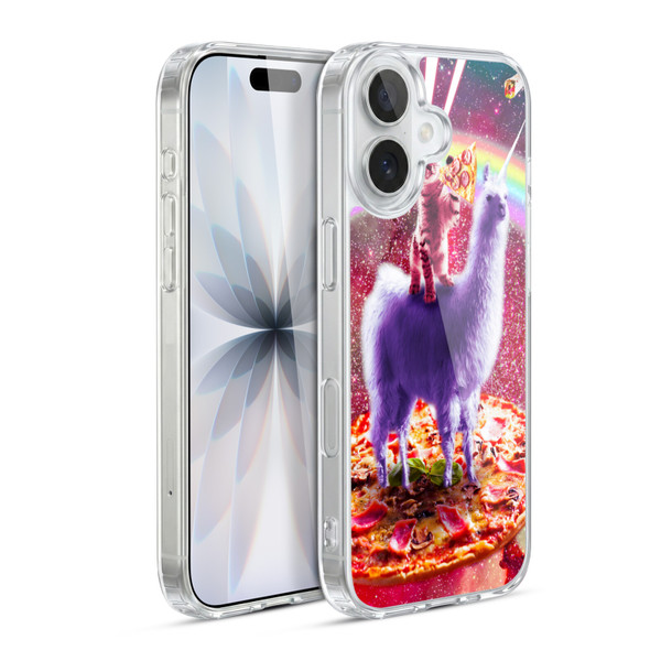 Random Galaxy Space Llama Rainbow Lazer Cat & Pizza Soft Gel Case for Apple iPhone 17