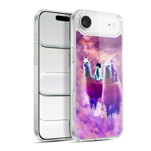 Random Galaxy Space Llama Kitty & Cat Soft Gel Case for Apple iPhone 17 Air