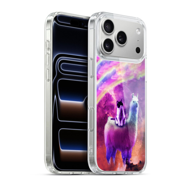 Random Galaxy Space Llama Purple Galaxy Cat Soft Gel Case for Apple iPhone 17 Pro Max