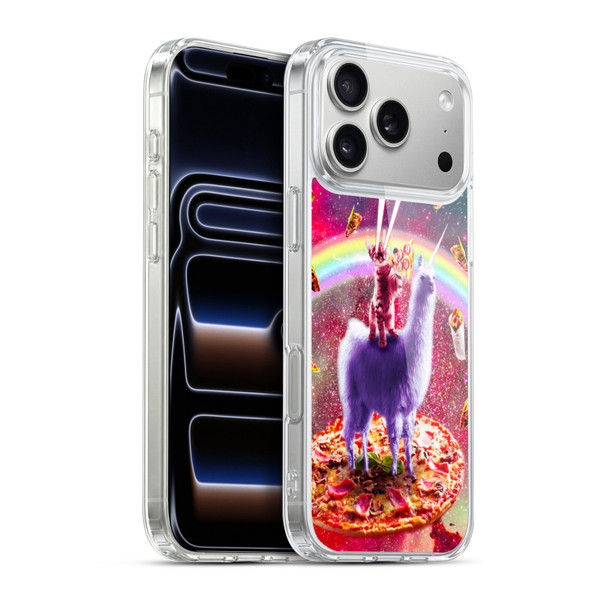 Random Galaxy Space Llama Rainbow Lazer Cat & Pizza Soft Gel Case for Apple iPhone 17 Pro Max