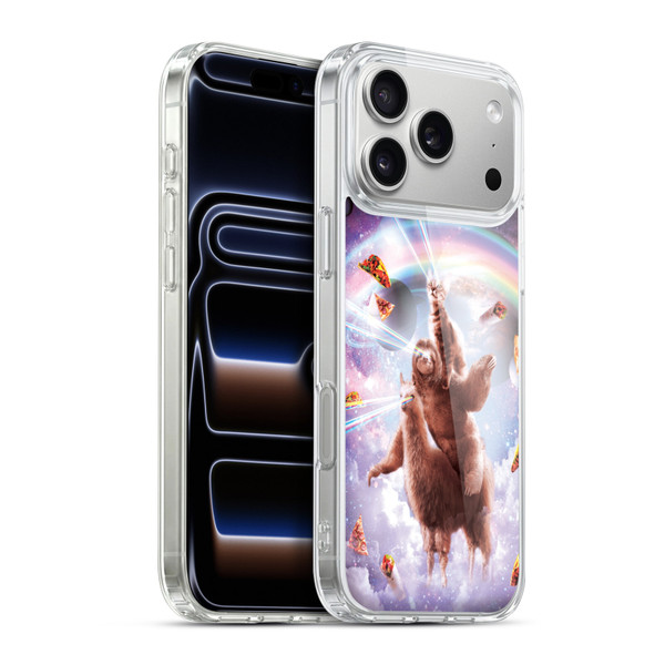 Random Galaxy Space Llama Sloth & Cat Lazer Eyes Soft Gel Case for Apple iPhone 17 Pro Max