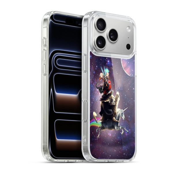 Random Galaxy Space Llama Unicorn Space Ride Soft Gel Case for Apple iPhone 17 Pro Max