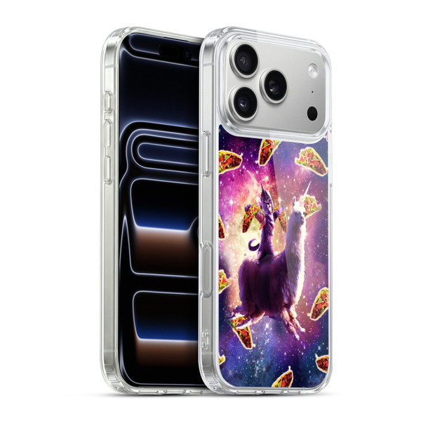 Random Galaxy Space Llama Warrior Cat & Tacos Soft Gel Case for Apple iPhone 17 Pro Max