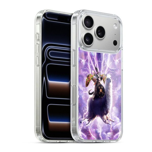 Random Galaxy Space Llama Lazer Cat & Tacos Soft Gel Case for Apple iPhone 17 Pro
