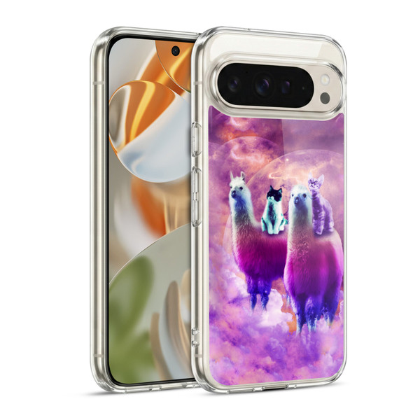 Random Galaxy Space Llama Kitty & Cat Soft Gel Case for Google Pixel 9 / Pixel 9 Pro