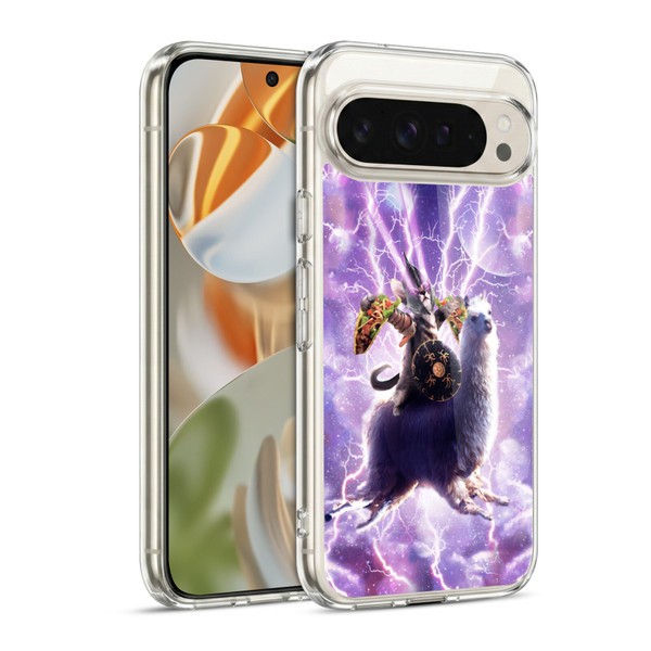 Random Galaxy Space Llama Lazer Cat & Tacos Soft Gel Case for Google Pixel 9 / Pixel 9 Pro