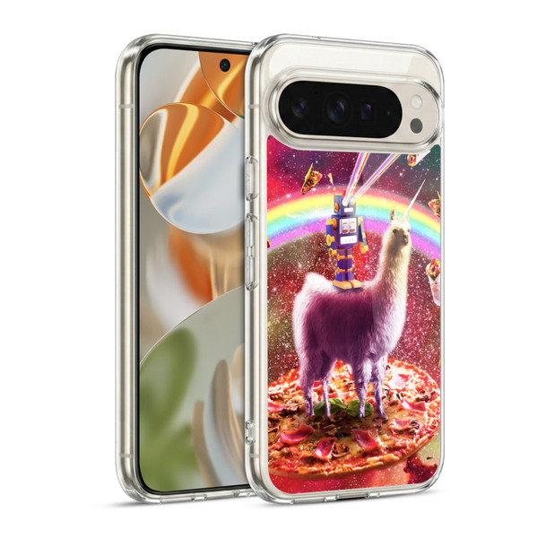 Random Galaxy Space Llama Robot & Pizza Soft Gel Case for Google Pixel 9 / Pixel 9 Pro