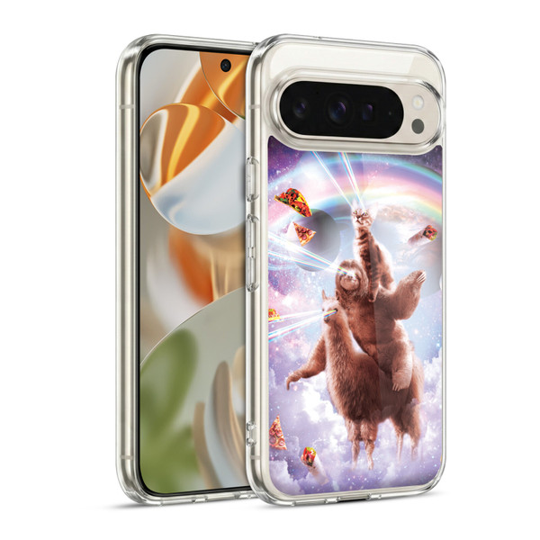 Random Galaxy Space Llama Sloth & Cat Lazer Eyes Soft Gel Case for Google Pixel 9 / Pixel 9 Pro