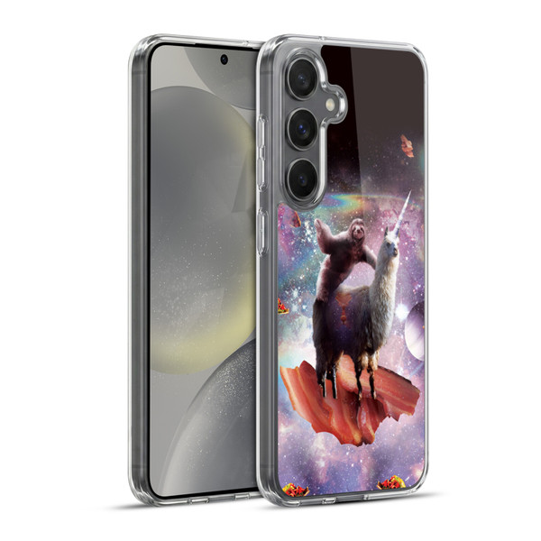 Random Galaxy Space Llama Outer Space Sloth & Bacons Soft Gel Case for Samsung Galaxy S24+ 5G & MagSafe