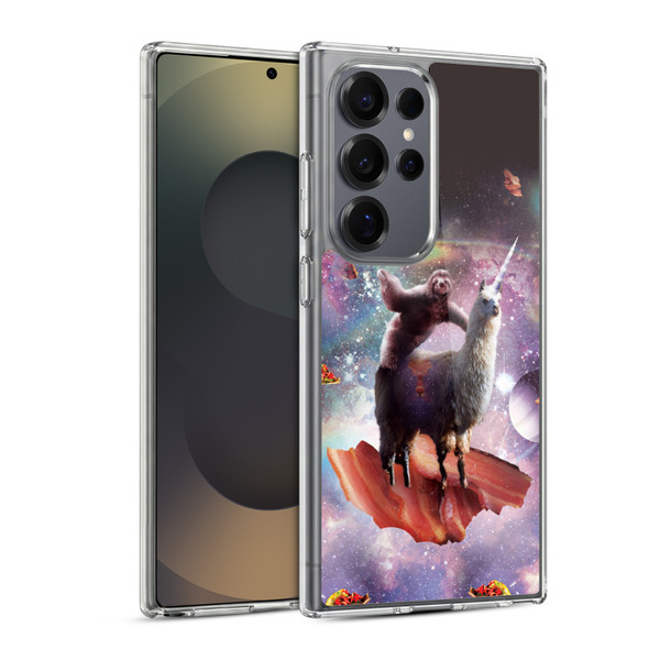 Random Galaxy Space Llama Outer Space Sloth & Bacons Soft Gel Case for Samsung Galaxy S25 Ultra & MagSafe