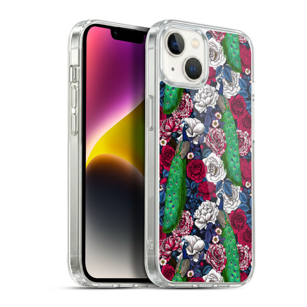 Katerina Kirilova Graphics Peacocks And Roses Soft Gel Case for Apple iPhone 14 Plus & MagSafe