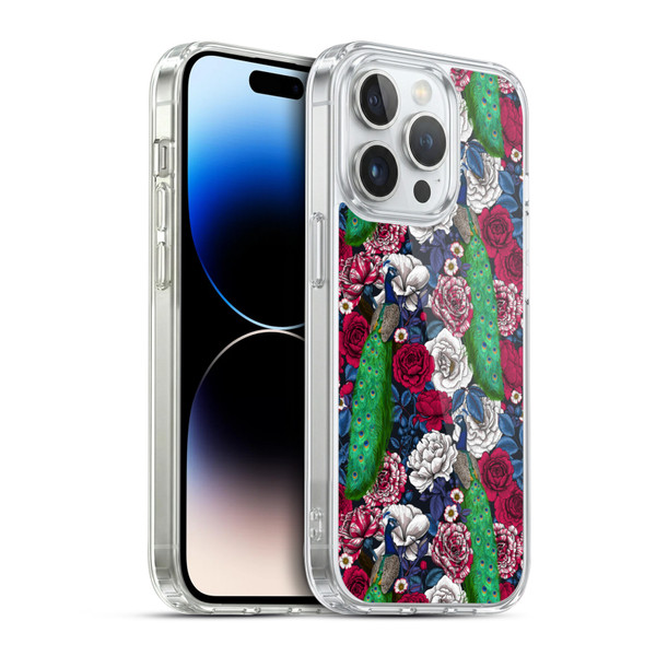 Katerina Kirilova Graphics Peacocks And Roses Soft Gel Case for Apple iPhone 14 Pro & MagSafe
