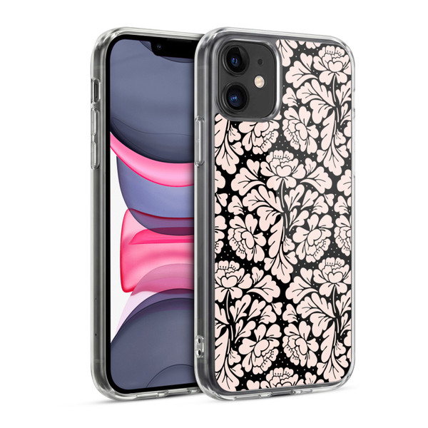 Anis Illustration Flower Pattern 2 Black 1 Soft Gel Case for Apple iPhone 11