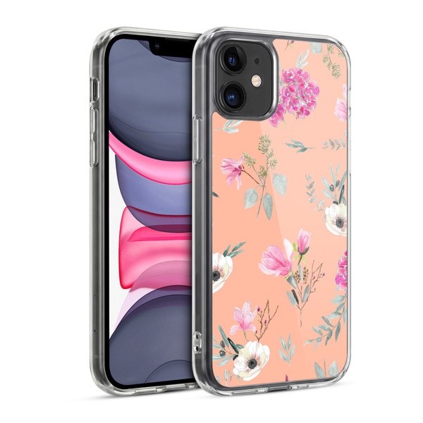 Anis Illustration Flower Pattern 2 Peach Soft Gel Case for Apple iPhone 11