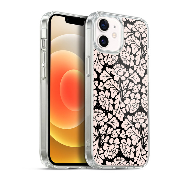 Anis Illustration Flower Pattern 2 Black 1 Soft Gel Case for Apple iPhone 12 / iPhone 12 Pro & MagSafe