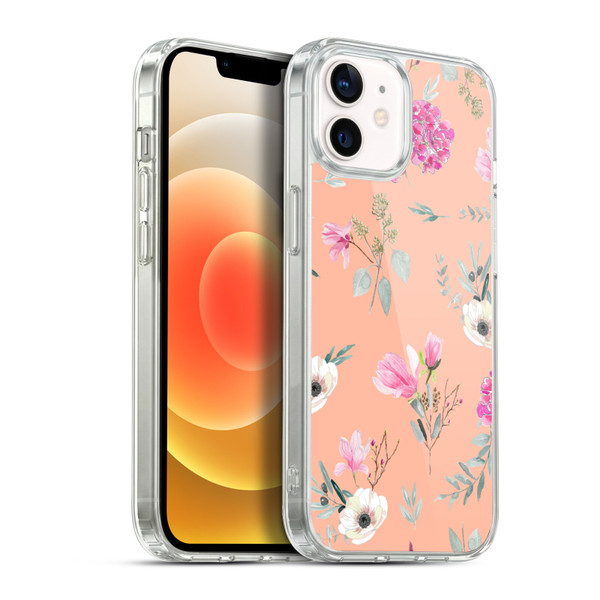Anis Illustration Flower Pattern 2 Peach Soft Gel Case for Apple iPhone 12 / iPhone 12 Pro & MagSafe