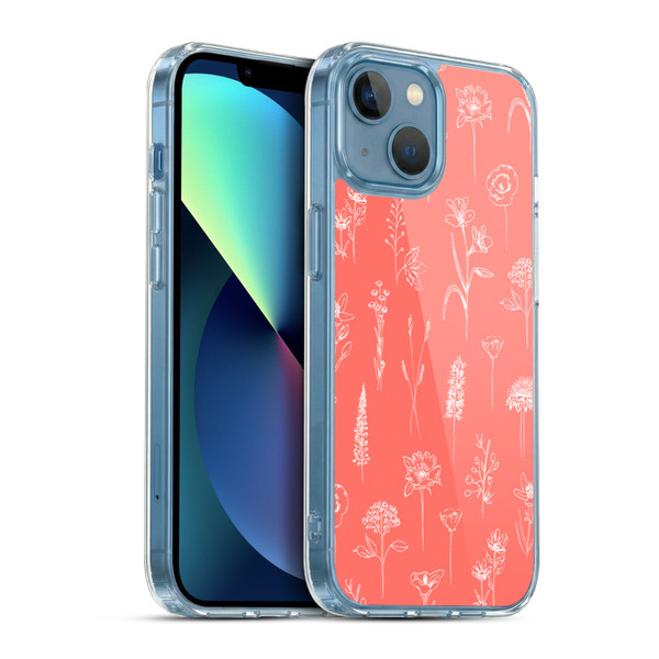 Anis Illustration Flower Pattern 2 Coral Soft Gel Case for Apple iPhone 13 Mini & MagSafe