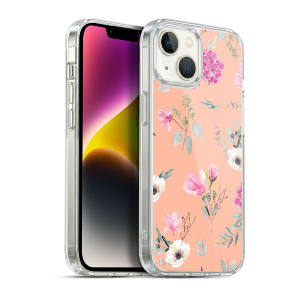 Anis Illustration Flower Pattern 2 Peach Soft Gel Case for Apple iPhone 14
