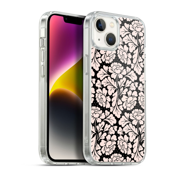 Anis Illustration Flower Pattern 2 Black 1 Soft Gel Case for Apple iPhone 14 Plus & MagSafe