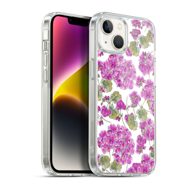 Anis Illustration Flower Pattern 2 Purple Soft Gel Case for Apple iPhone 14 Plus & MagSafe