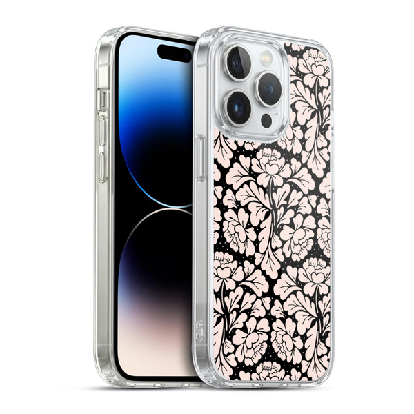 Anis Illustration Flower Pattern 2 Black 1 Soft Gel Case for Apple iPhone 14 Pro & MagSafe