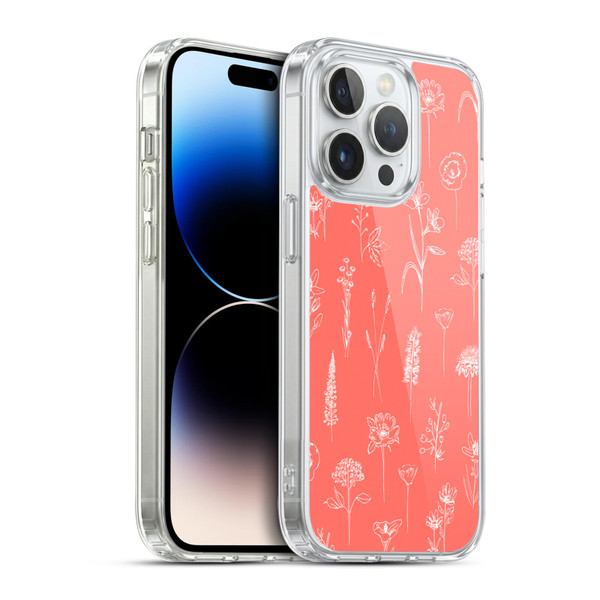 Anis Illustration Flower Pattern 2 Coral Soft Gel Case for Apple iPhone 14 Pro & MagSafe