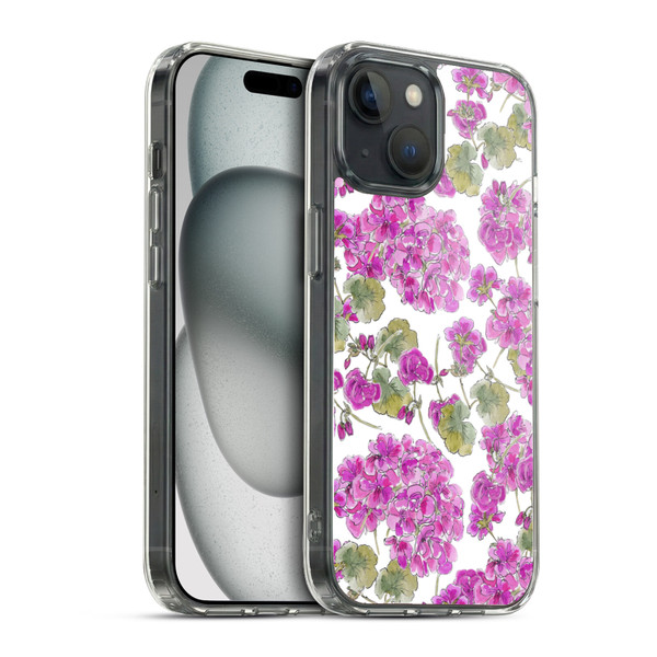 Anis Illustration Flower Pattern 2 Purple Soft Gel Case for Apple iPhone 15 & MagSafe