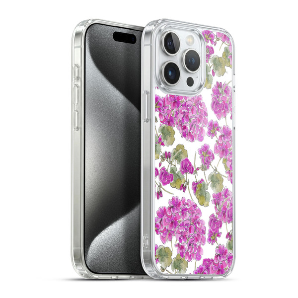 Anis Illustration Flower Pattern 2 Purple Soft Gel Case for Apple iPhone 15 Pro Max & MagSafe
