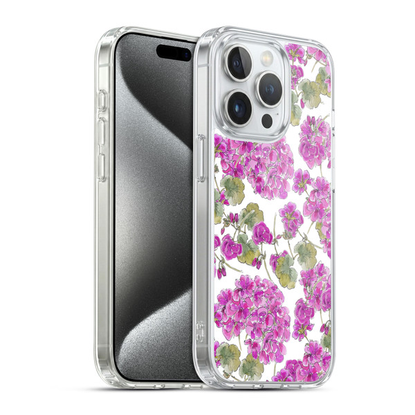 Anis Illustration Flower Pattern 2 Purple Soft Gel Case for Apple iPhone 15 Pro & MagSafe