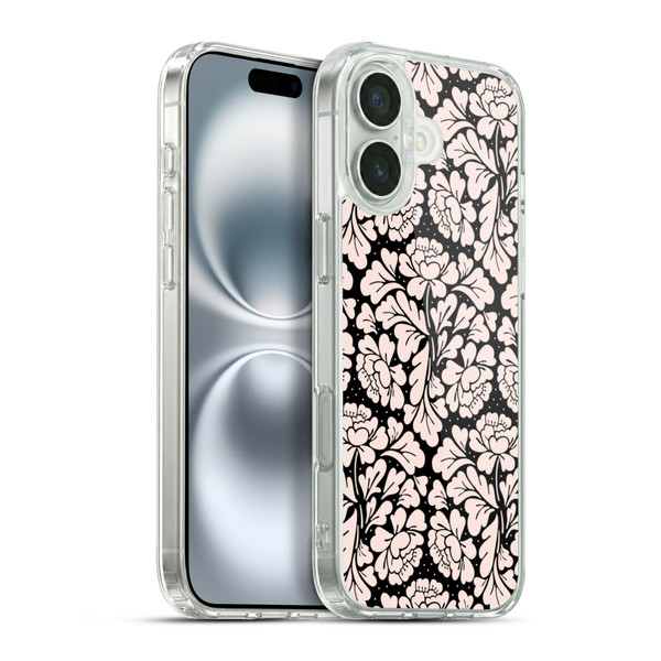 Anis Illustration Flower Pattern 2 Black 1 Soft Gel Case for Apple iPhone 16 Plus & MagSafe