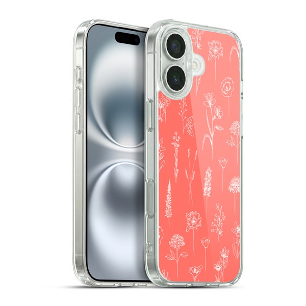 Anis Illustration Flower Pattern 2 Coral Soft Gel Case for Apple iPhone 16 Plus & MagSafe