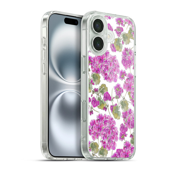 Anis Illustration Flower Pattern 2 Purple Soft Gel Case for Apple iPhone 16 Plus & MagSafe