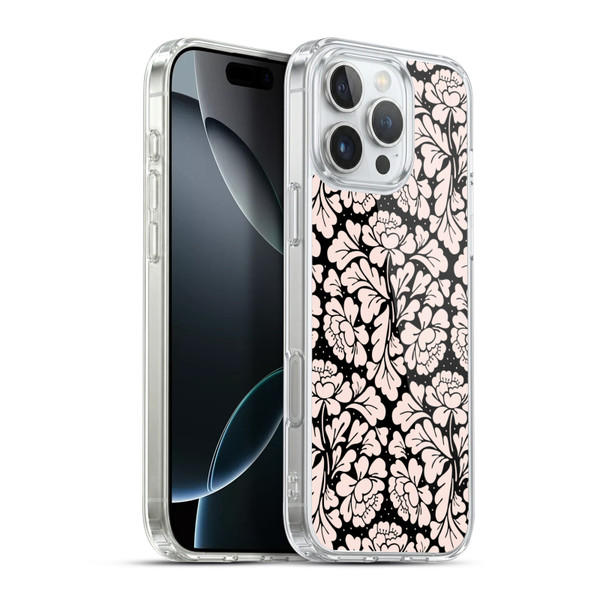 Anis Illustration Flower Pattern 2 Black 1 Soft Gel Case for Apple iPhone 16 Pro Max & MagSafe
