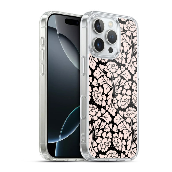 Anis Illustration Flower Pattern 2 Black 1 Soft Gel Case for Apple iPhone 16 Pro & MagSafe