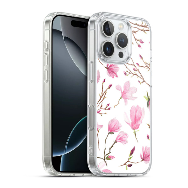 Anis Illustration Flower Pattern 2 Magnolia Soft Gel Case for Apple iPhone 16 Pro & MagSafe