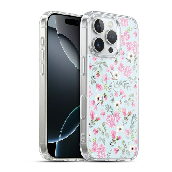 Anis Illustration Flower Pattern 2 Pink Soft Gel Case for Apple iPhone 16 Pro & MagSafe