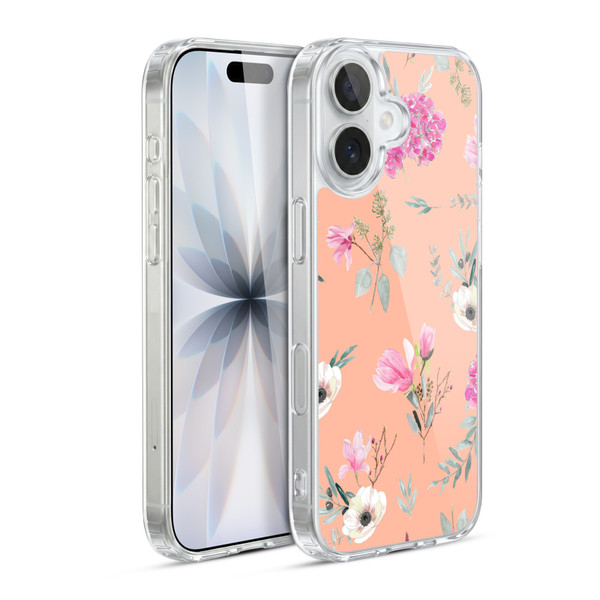 Anis Illustration Flower Pattern 2 Peach Soft Gel Case for Apple iPhone 17