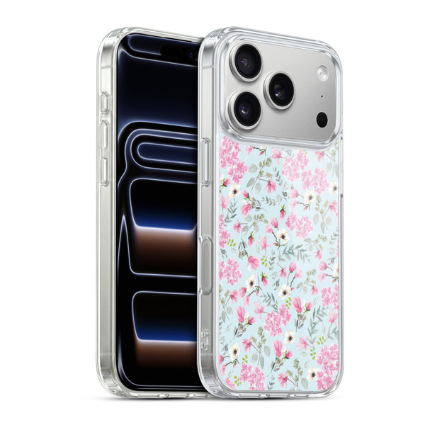 Anis Illustration Flower Pattern 2 Pink Soft Gel Case for Apple iPhone 17 Pro