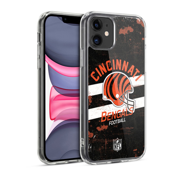 NFL Cincinnati Bengals Logo Art Helmet Distressed Soft Gel Case for Apple iPhone 11