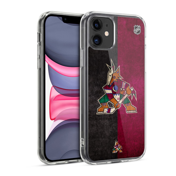 NHL Arizona Coyotes Half Distressed Soft Gel Case for Apple iPhone 11